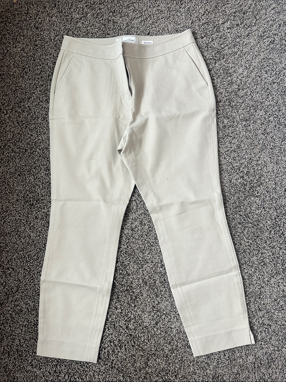 Lafayette 148 New York Cropped Slim Ankle Pants in Light Cream